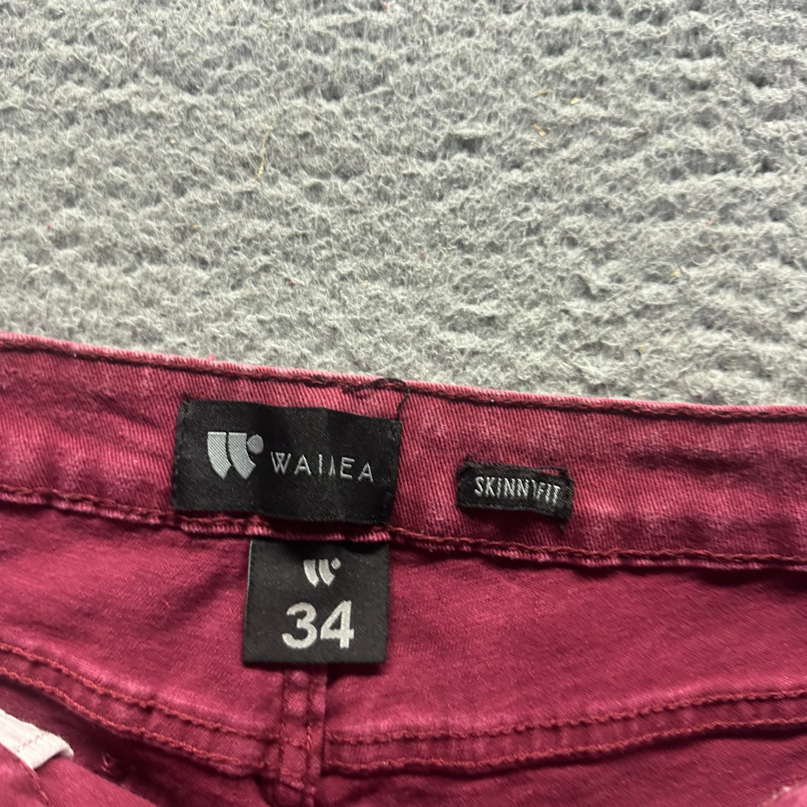 Waimea Jeans Mens 34×30 Red Cotton Denim Skinny Leg Biker Moto Workwear Stretch