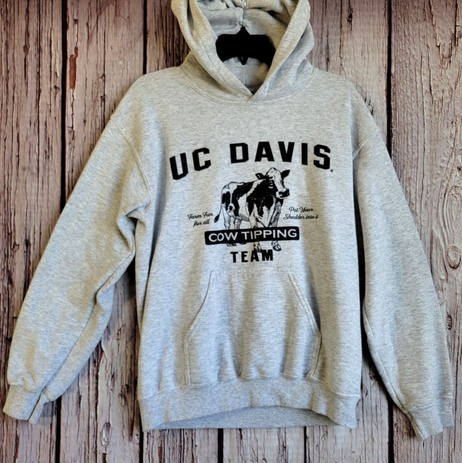 UC Davis Hoodie Small Men Cow Tipping Team Kangaroo Pullover 50/50 MV Sport