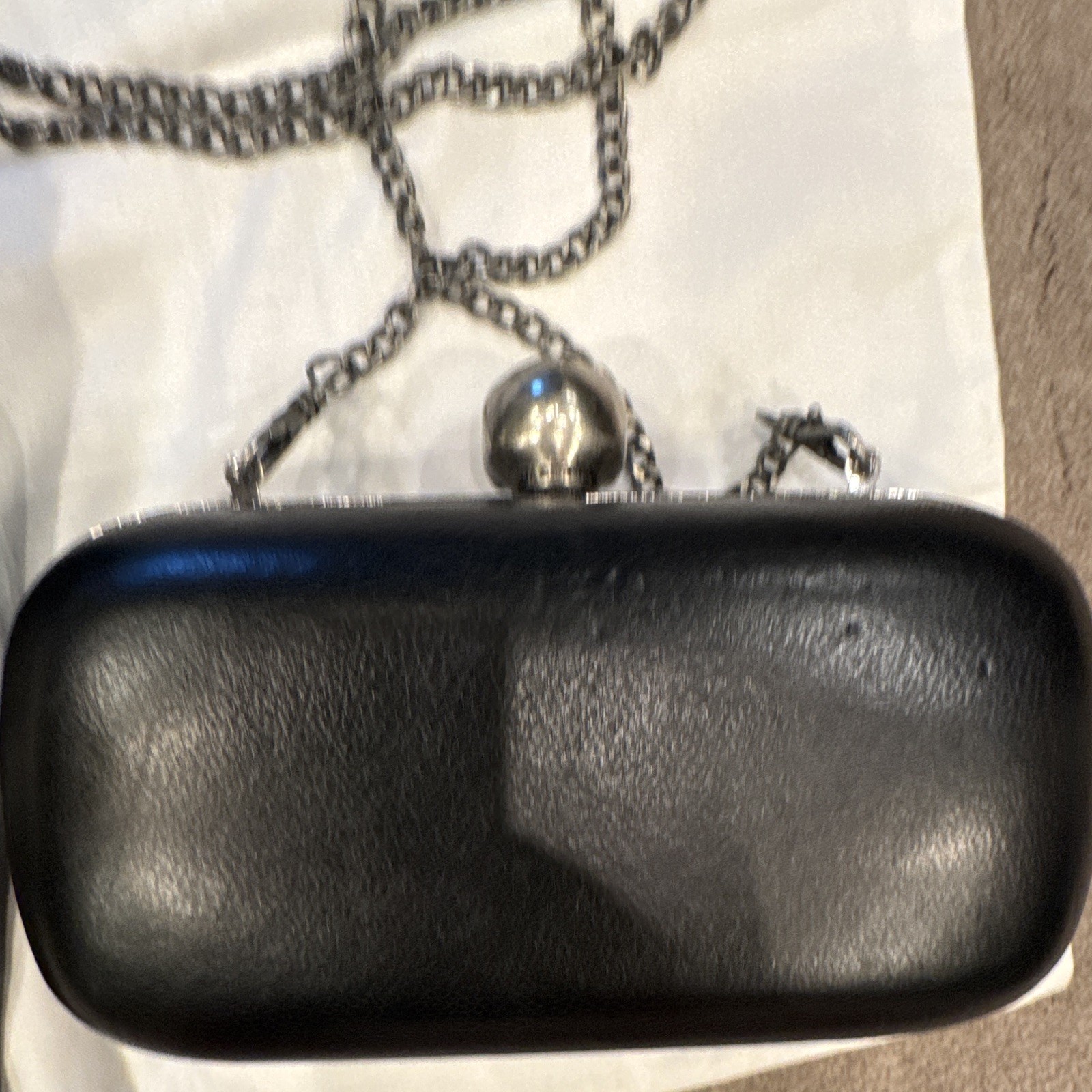 Harley-Davidson Black Studded Skull Clutch Clasp Closure Chain Strap w/ Dust Bag