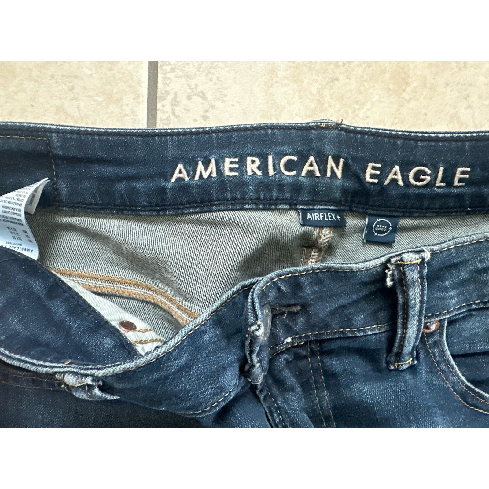 American Eagle AirFlex Jeans Mens 33×34 Athletic Straight Stretch Denim Blue
