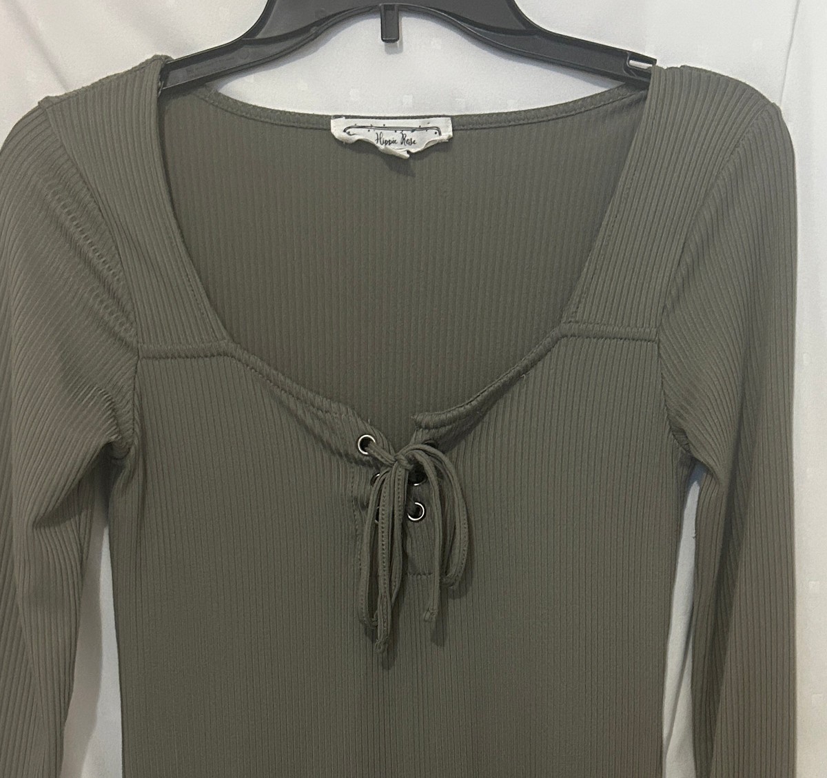 Hippie Rose Ribbed Lace-Up Top
