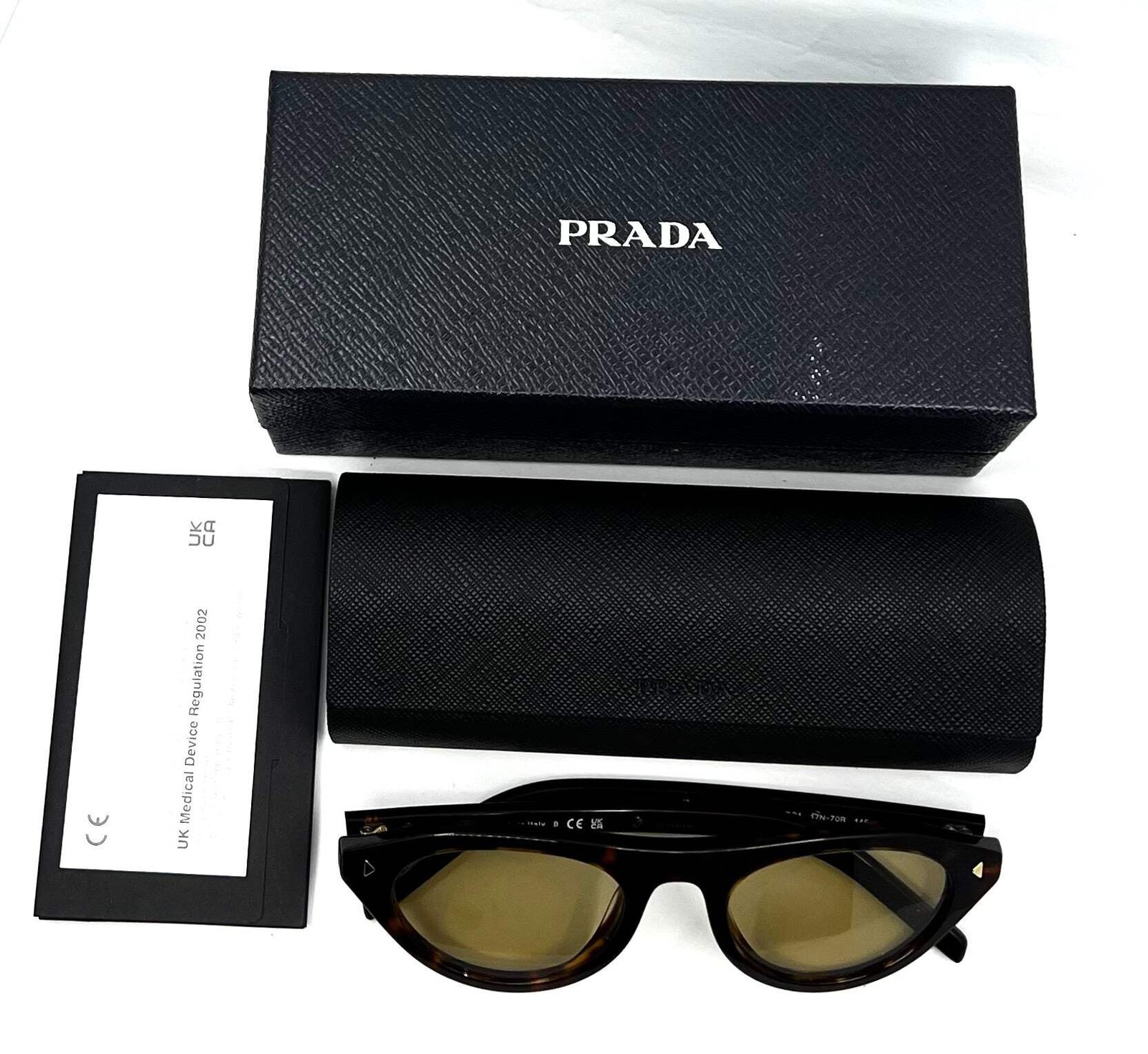 Prada SPR B15 17N-70R Tortoise Sunglasses Unworn Full Kit Made Italy