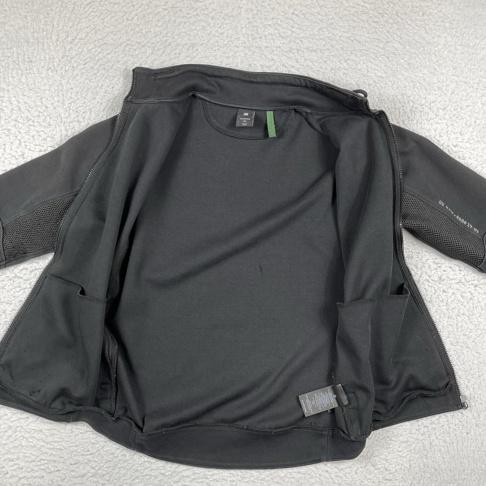 G Star Raw Jacket Mens Medium Black Streetwear Casual Moto Track Distressed Worn