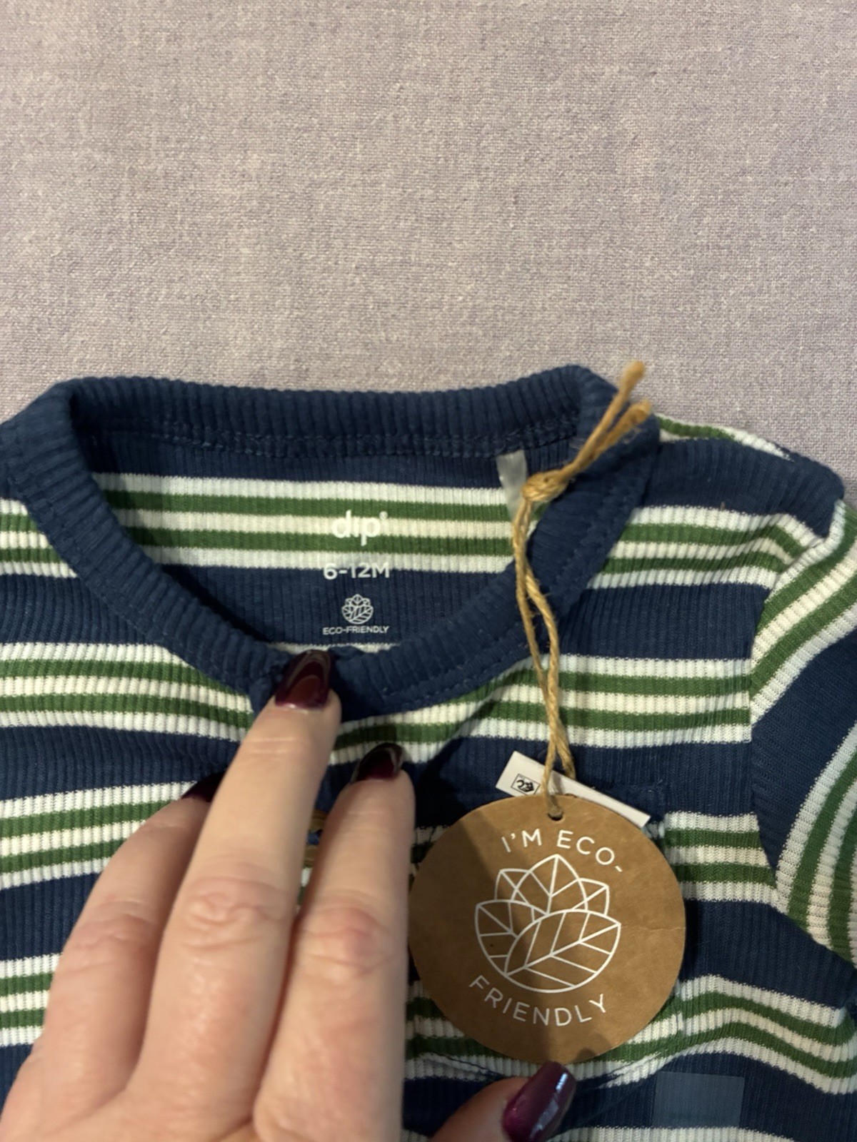 dip Striped Ribbed Henley Long Sleeve Cotton Bodysuit 6-12 Months Navy