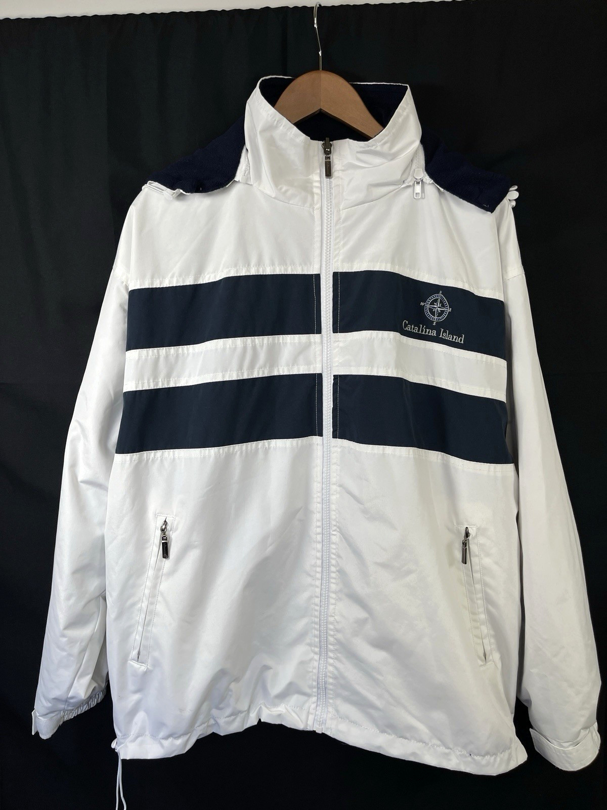 Vintage Cheneral Mens Catalina Island Reversible Allweather Hooded Jacket Large