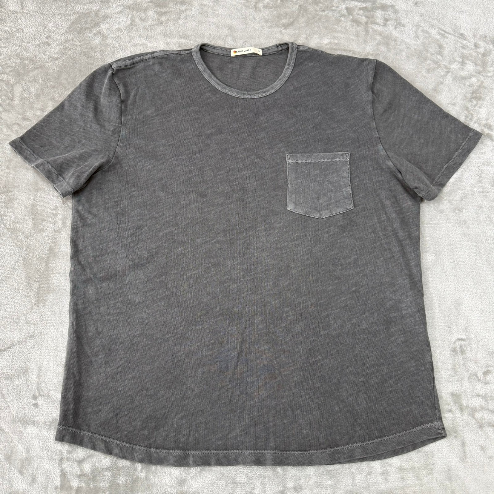 Marine Layer Heavy Slub Pocket Tee Mens Small Forged Iron Gray $64 New NWOT