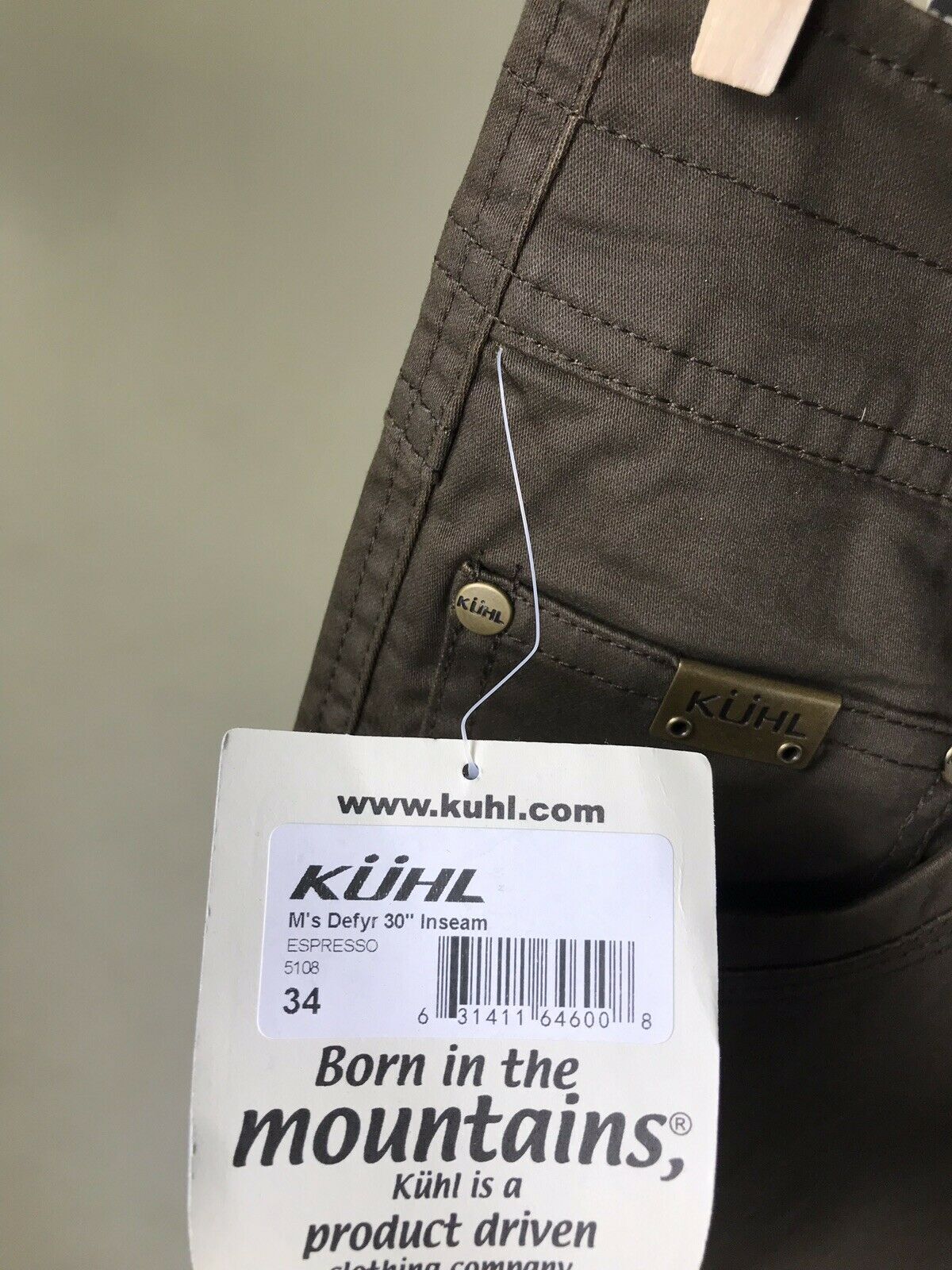 Kuhl Defyr Men’s Pants Sizes 35, 36, 38, 40, 42 x 30 – Espresso/Raven – NEW