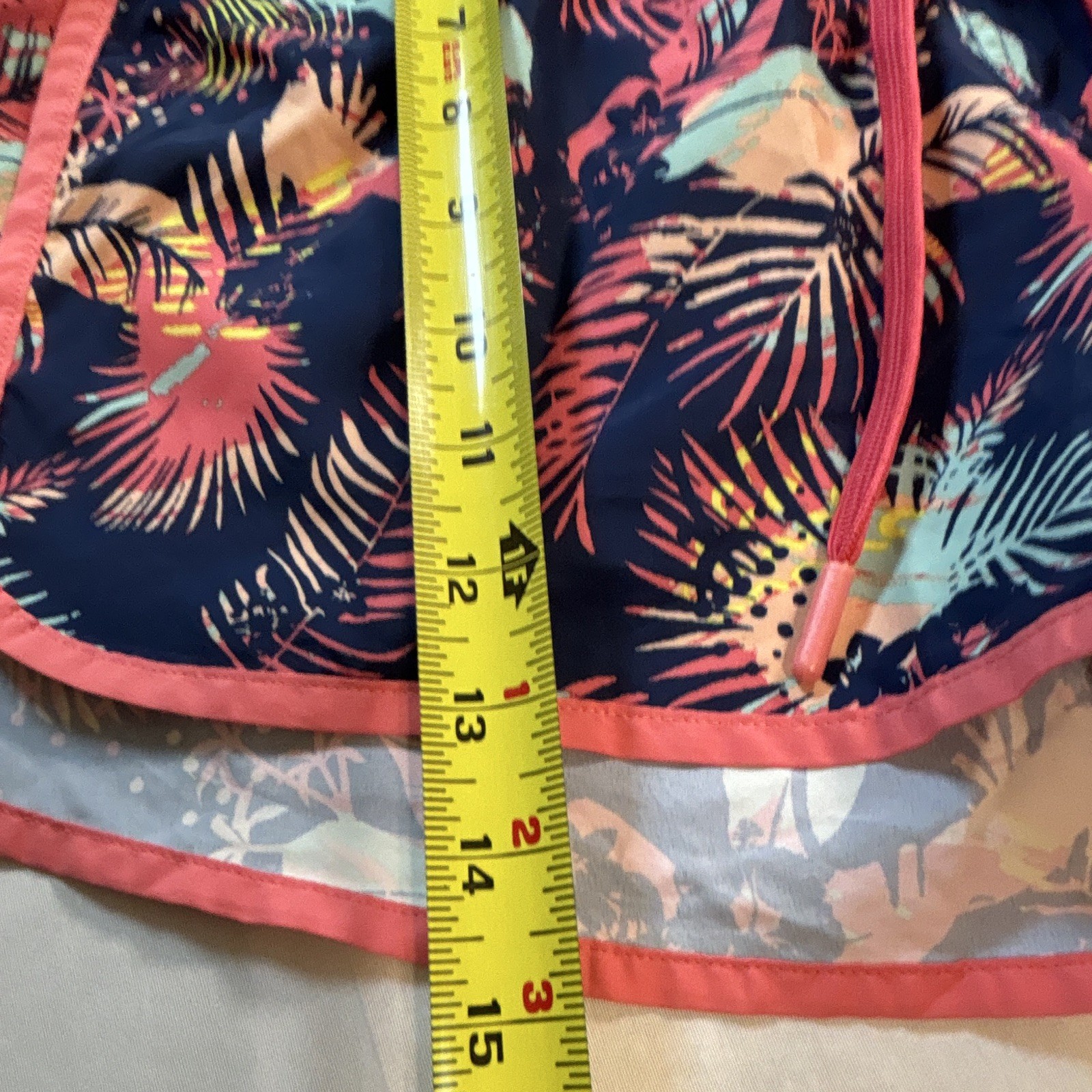 Mistral Tropical Print Swim Shorts Size L EU 40 Coral Navy Drawstring