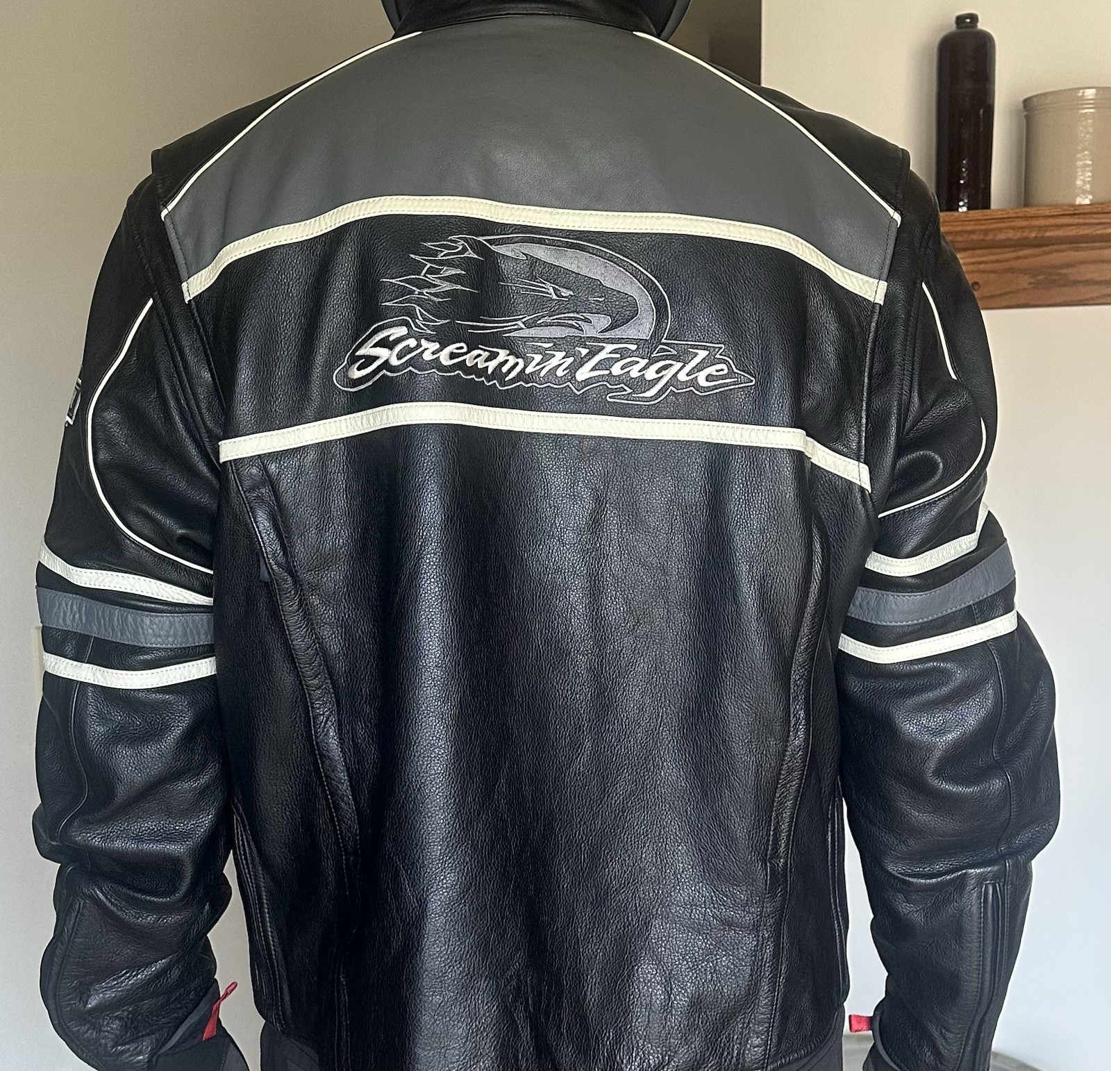 Harley Davidson Screaming Eagle Black Leather Jacket Men’s 3XL Vintage original