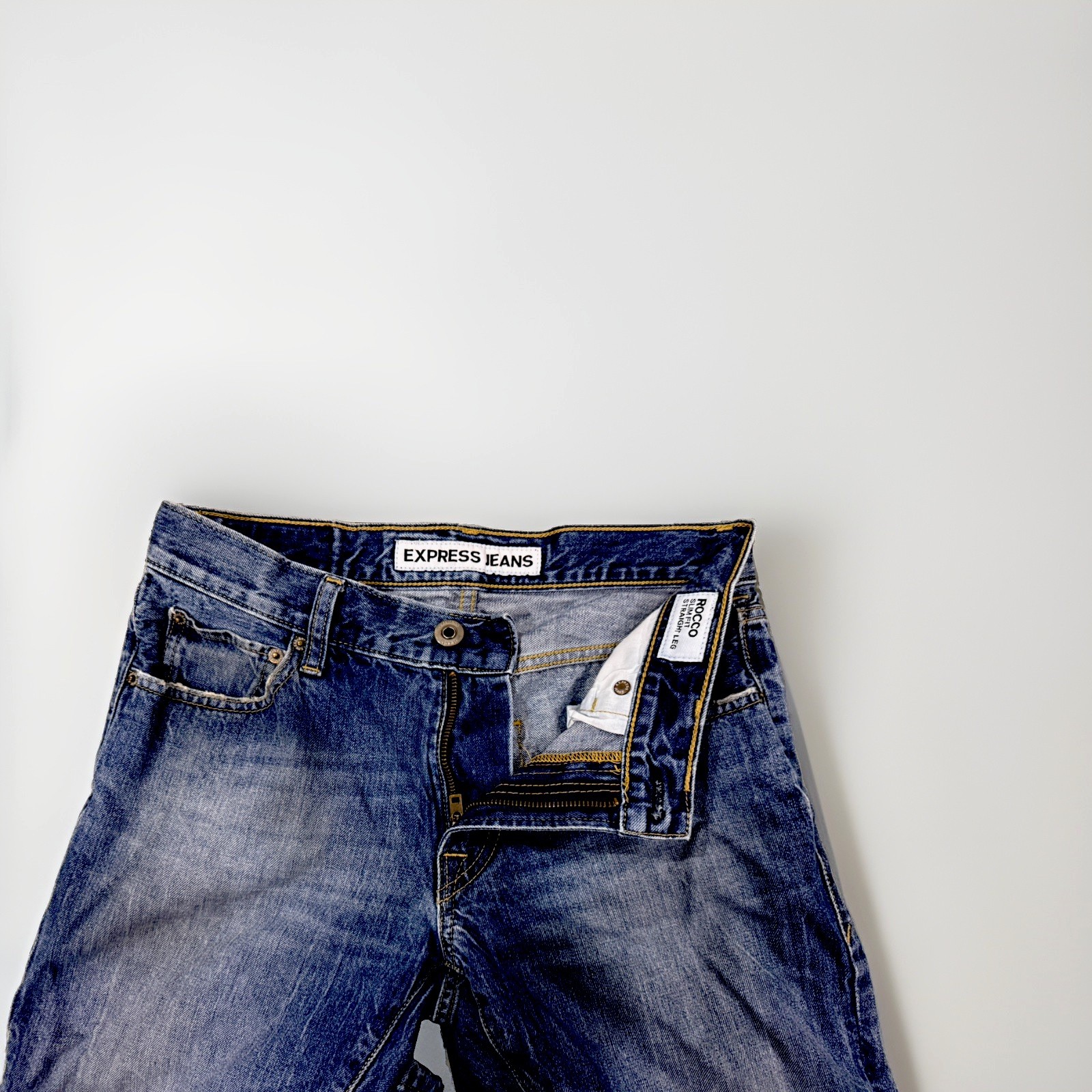 Express Jeans Men 28×29 Blue Denim Rocco Slim Fit Straight Leg