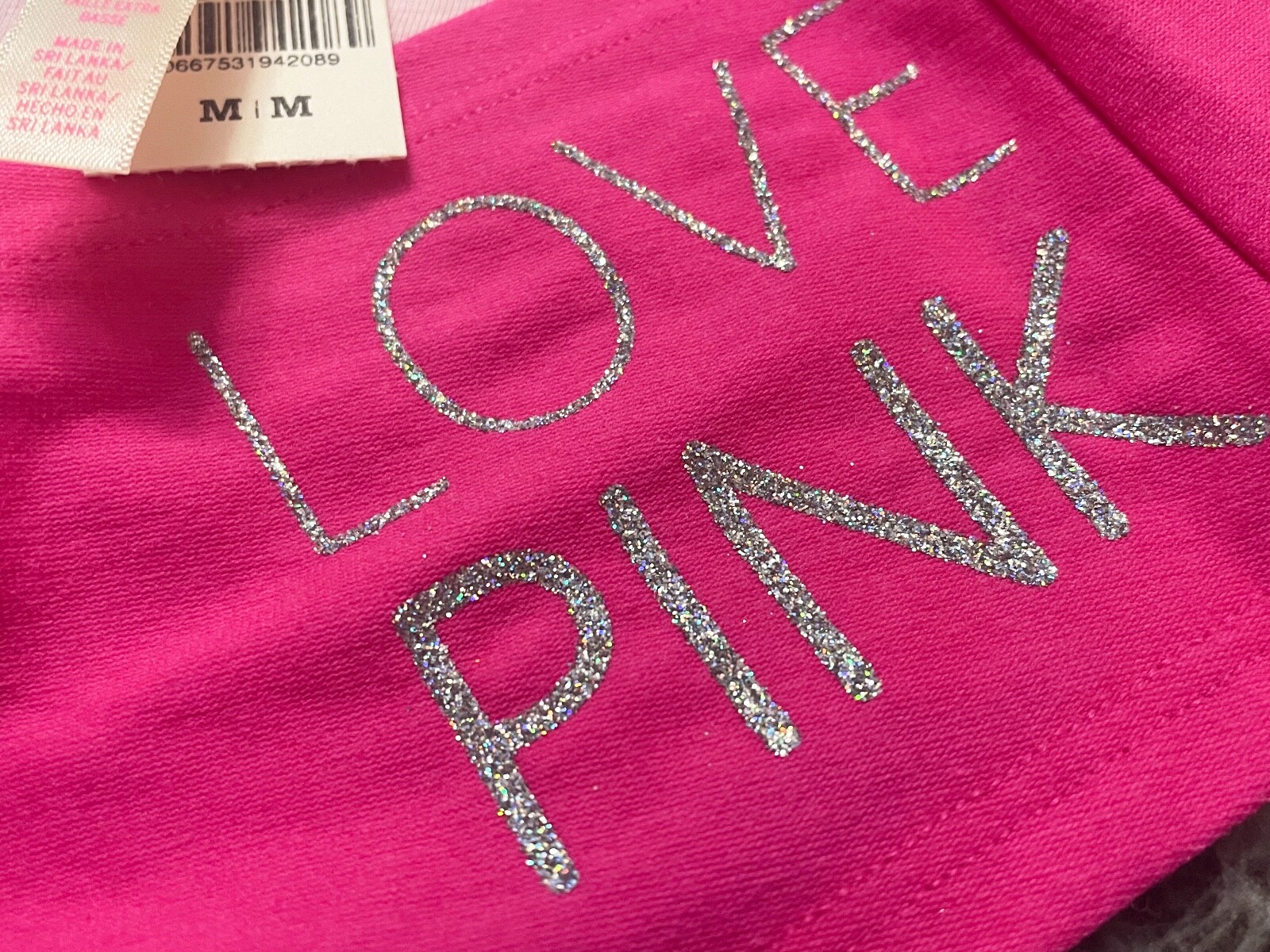 NWT VICTORIA’S SECRET PINK MEDIUM GLITTER LOGO RUCHED BOW RARE CHEEKSTER PANTIES
