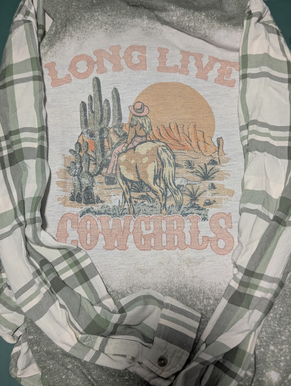 mixed media Cowgirl flannel
