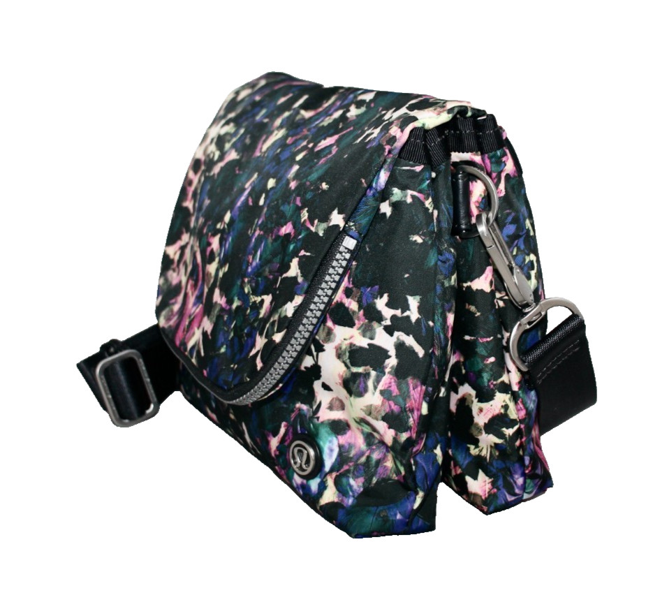 LULULEMON Party Om Crossbody Shoulder Bag Floral Backdrop Black Multi Deep Coal
