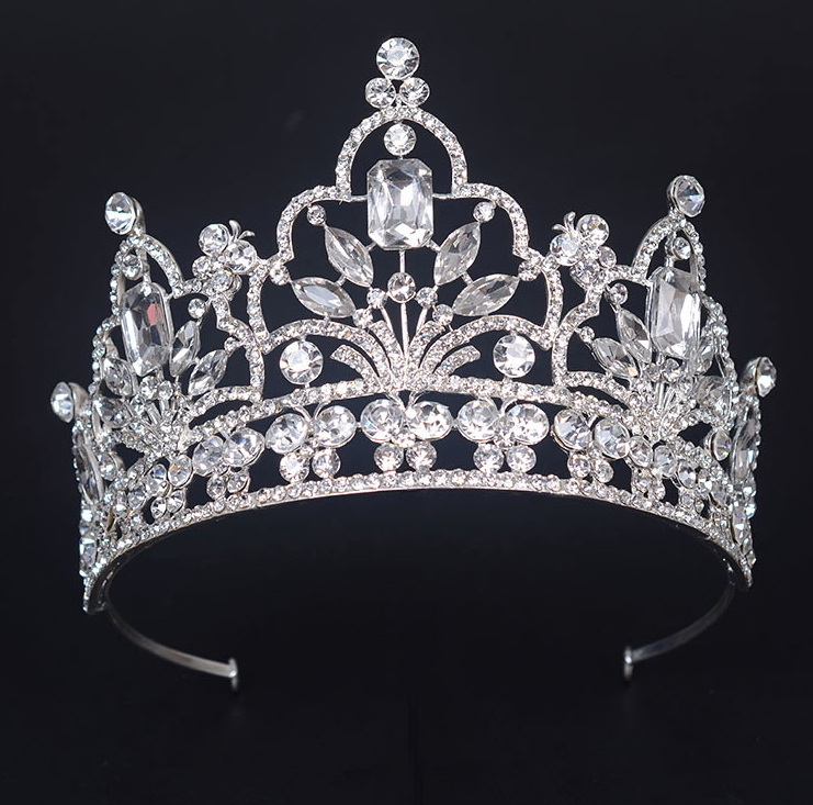 9cm Tall Large Crystal Wedding Bridal Queen Princess Prom Tiara Crown For Women