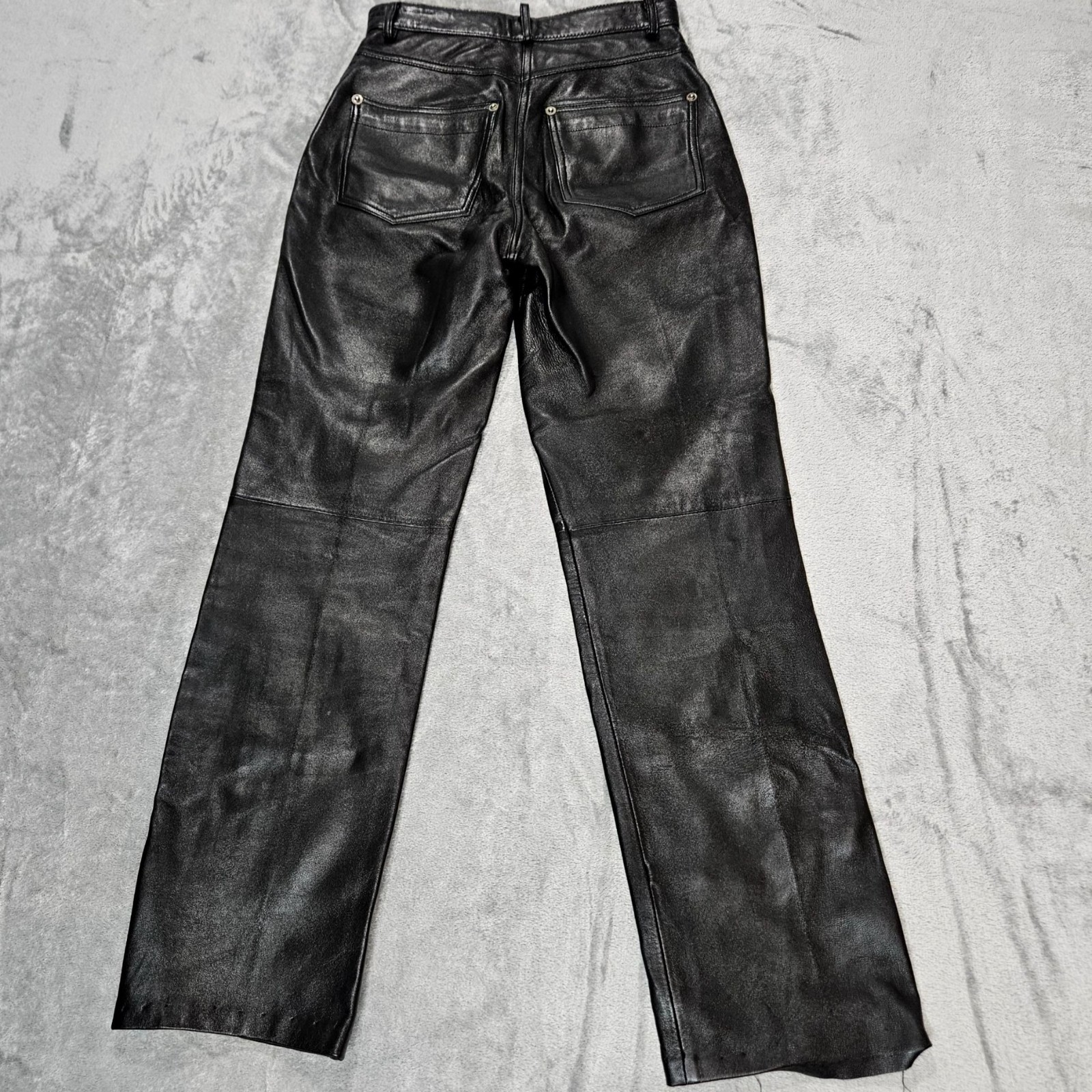 Whet Blu Leather Pants Womens 2 Black Straight Leg Biker Motorcycle Western READ