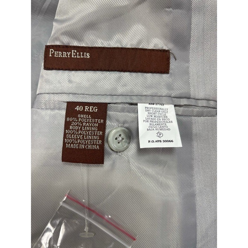 Perry Ellis Mens 40 REG Slim Fit Two Button Blazer Jacket Light Blue NWT