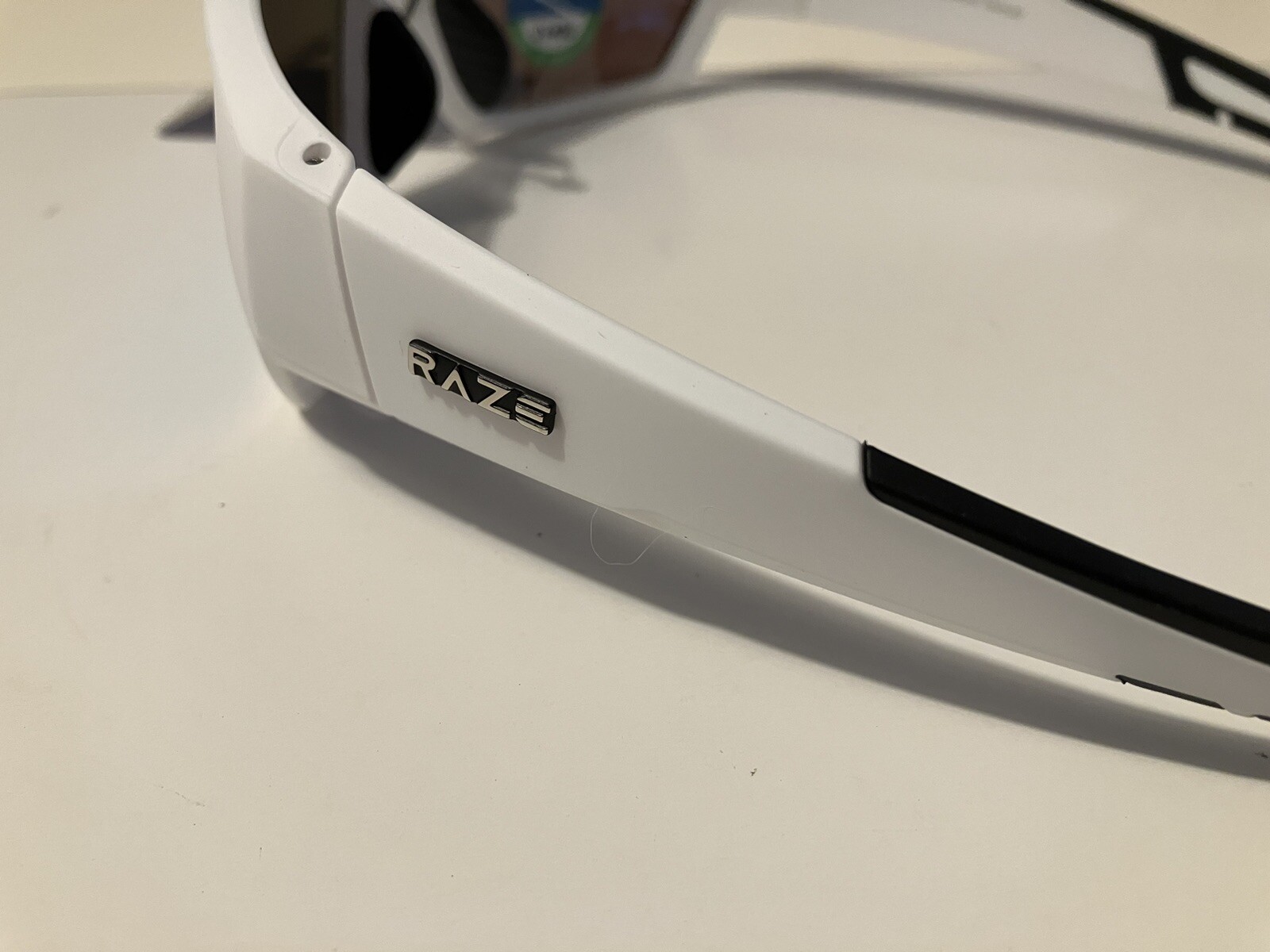 RAZE Eyewear Sunglasses Sonar Polarized White Blue Mirror Smoke 28444
