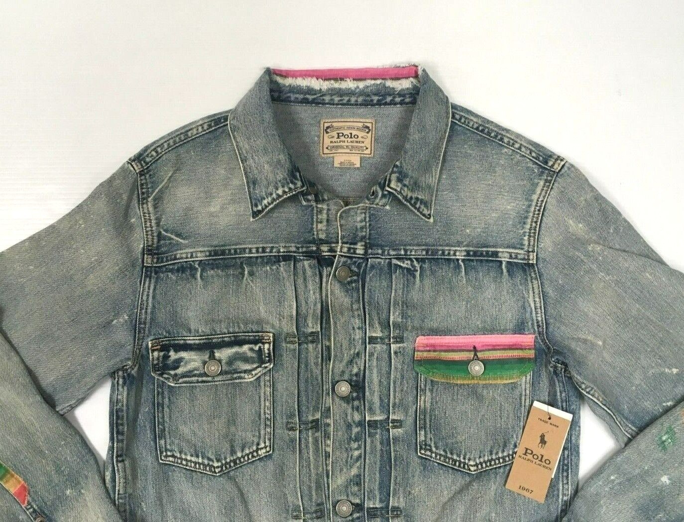 BTS Jimin Polo Ralph Lauren Repaired Patchwork Southwestern Denim Trucker Jacket