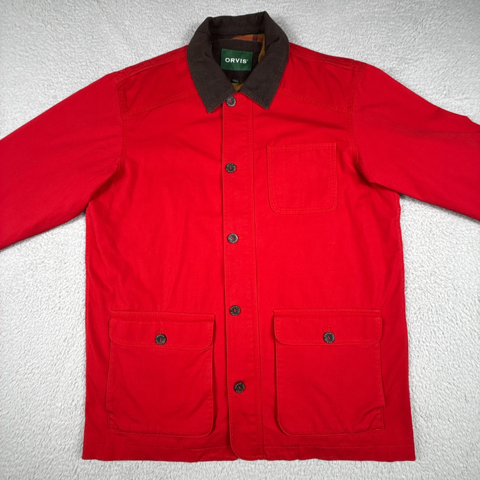 Orives Jacket Mens Large Field Work Chore Utility Flannel Lined Corduroy Collar