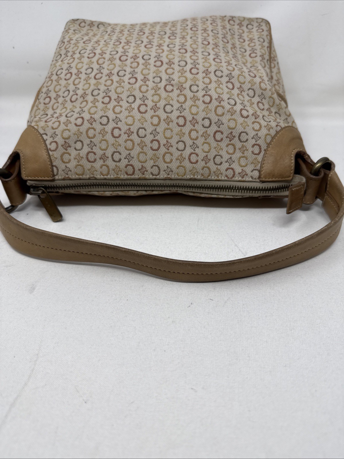 CELINE Vintage C Macadam Canvas Beige x Brown Women’s Authentic