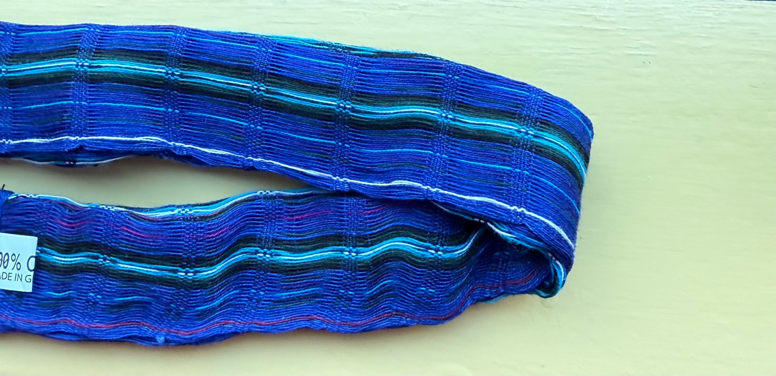 HEADBAND Blue Multicolor Guatemala Hand Made Cotton Head Band Colorful NEW #II