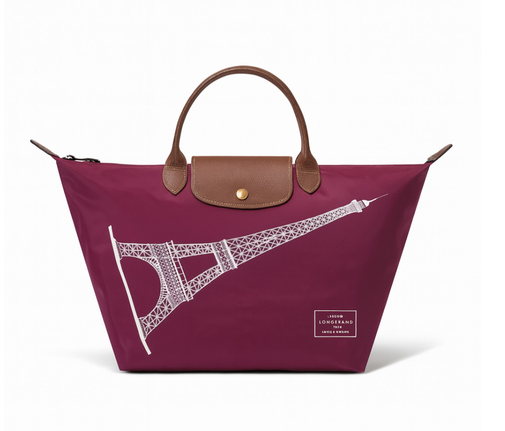 New Longchamp Le Pliage Eiffel Tower Limited Edition Medium Tote – Purple