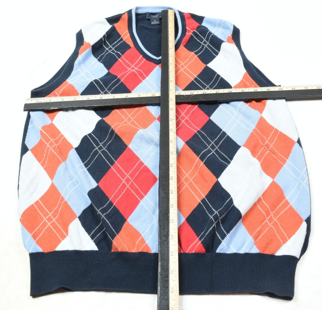 Brooks Brothers Sweater Vest Mens XL Blue Argyle V-Neck Sleeveless Pullover