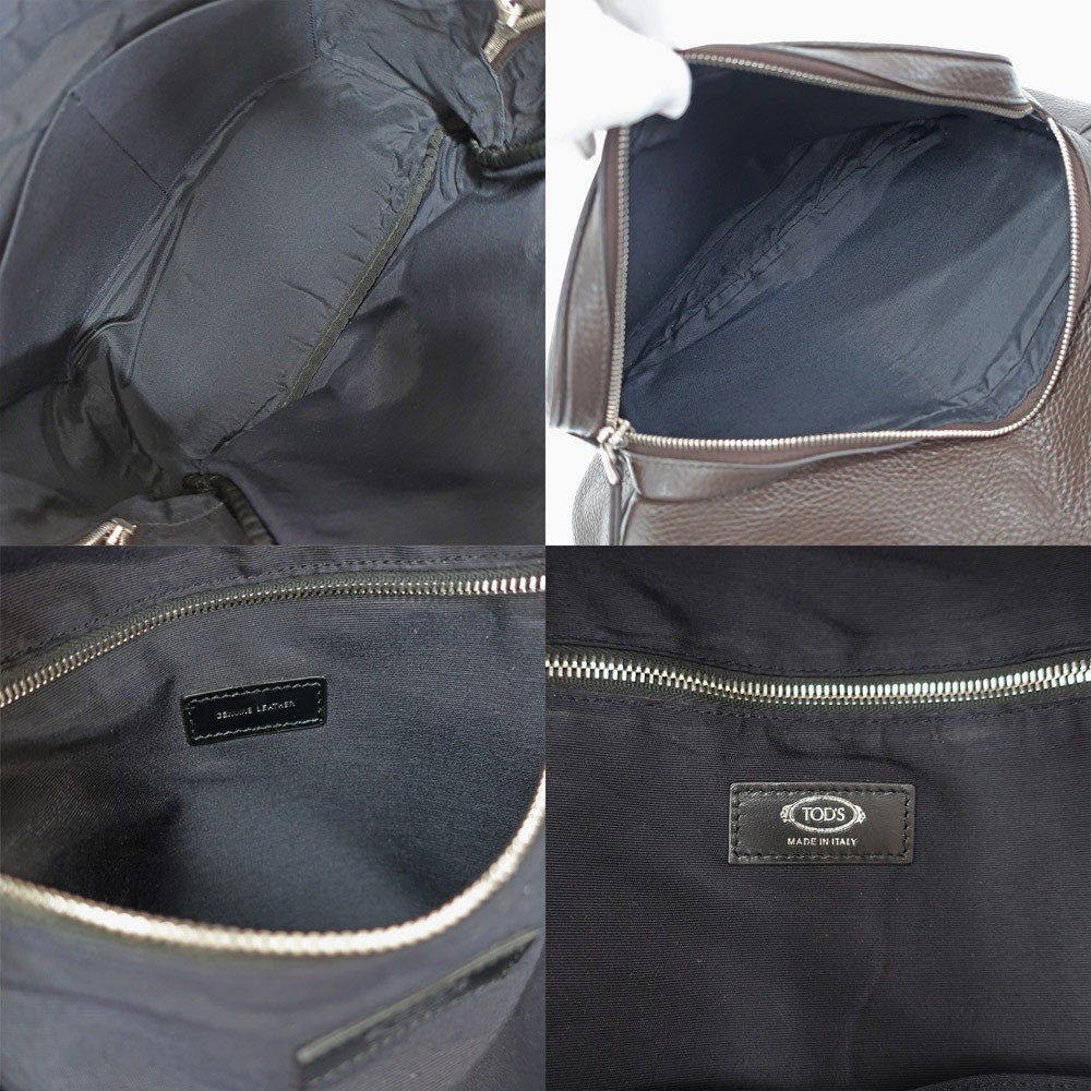 TOD’S Brown Leather Backpack Rucksack Italian Genuine Leather #M-4435