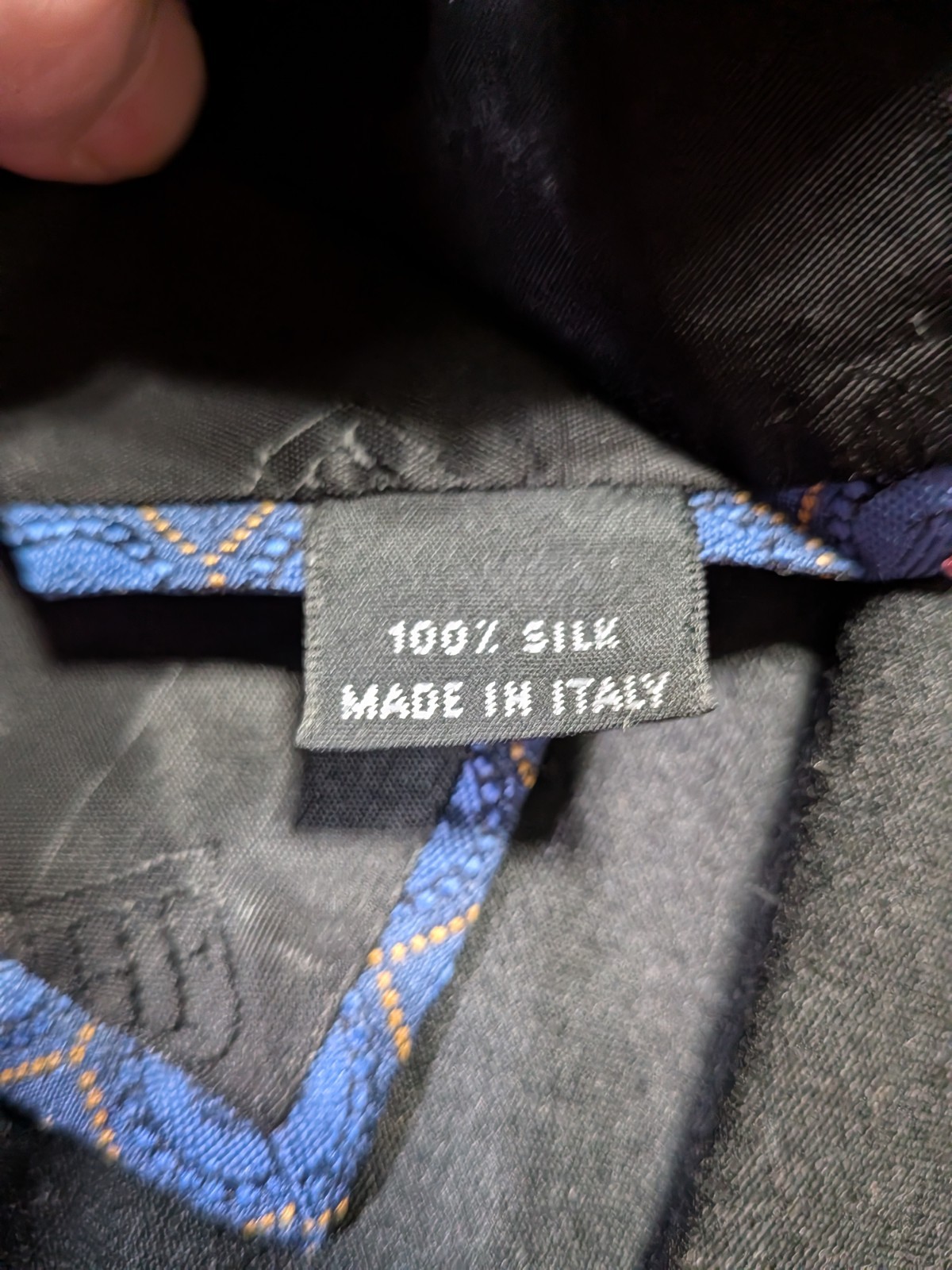Hickey-Freeman Collection Men’s Jacquard Silk Geometric Tie Blue/Gold Italy