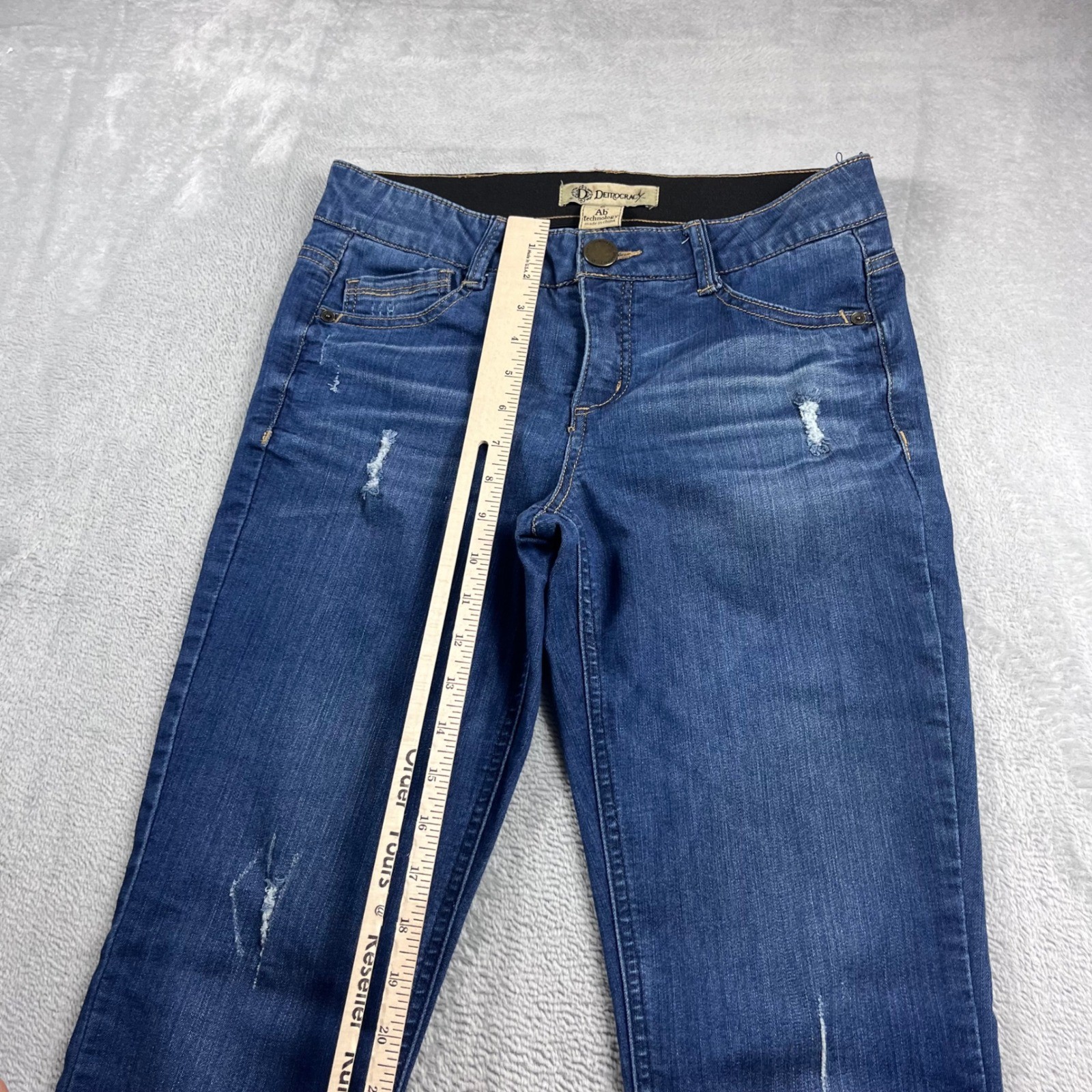 Democracy Ab Technology Distressed Bootcut Jeans Blue Womens Size 6 Distressed