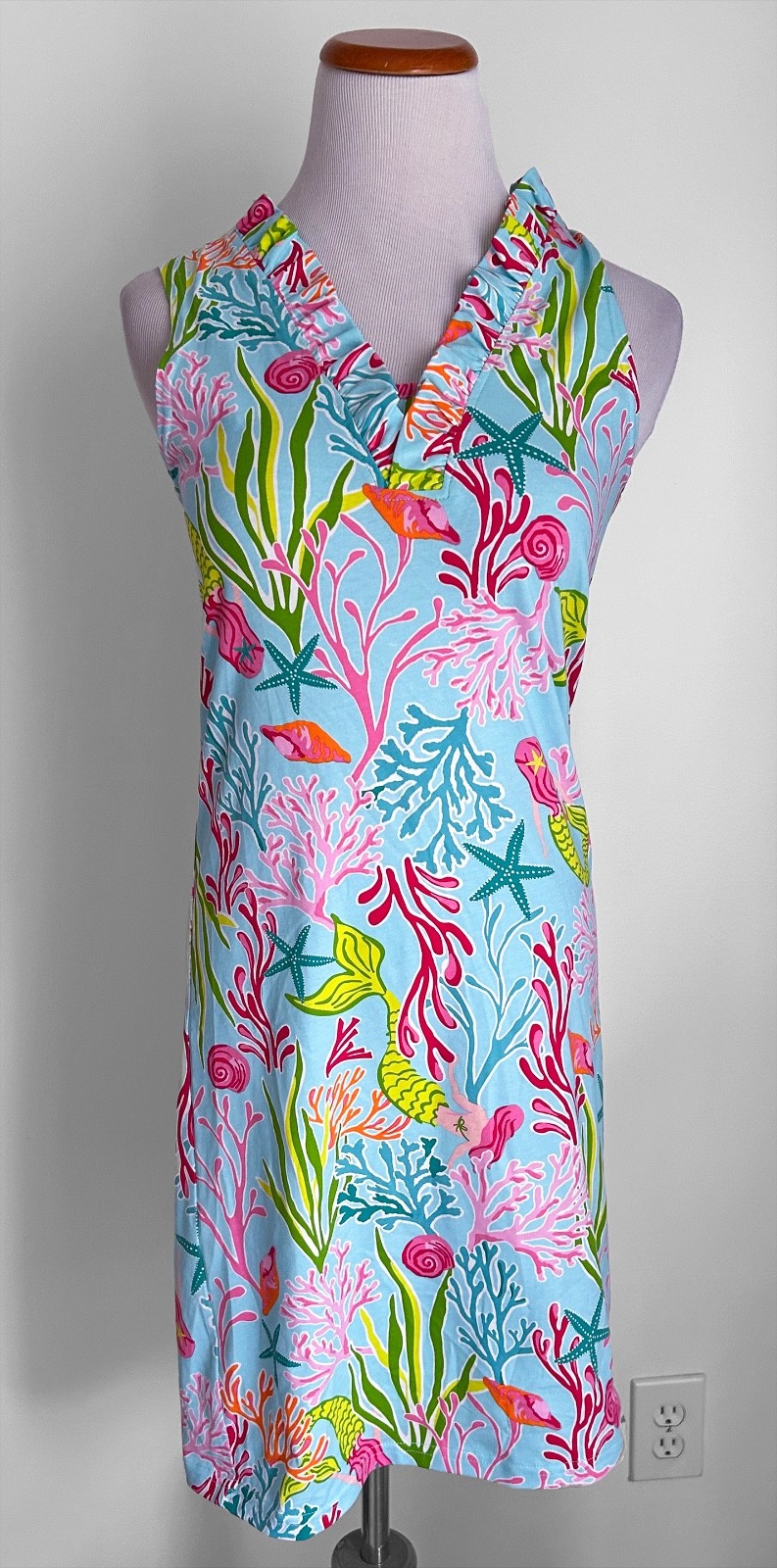 NWT! Ana Clare Ariel Mermaid Shift Dress w/ Ruffle Collar, Resort Wear, Small