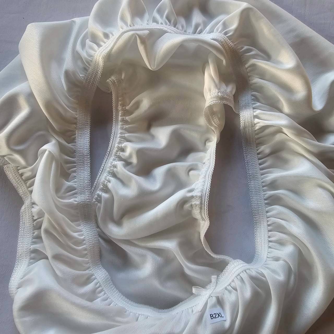 6 Plus Underwear Mid-Waist Panties Women Mens Briefs Nylon Silky Soft 2XL/White