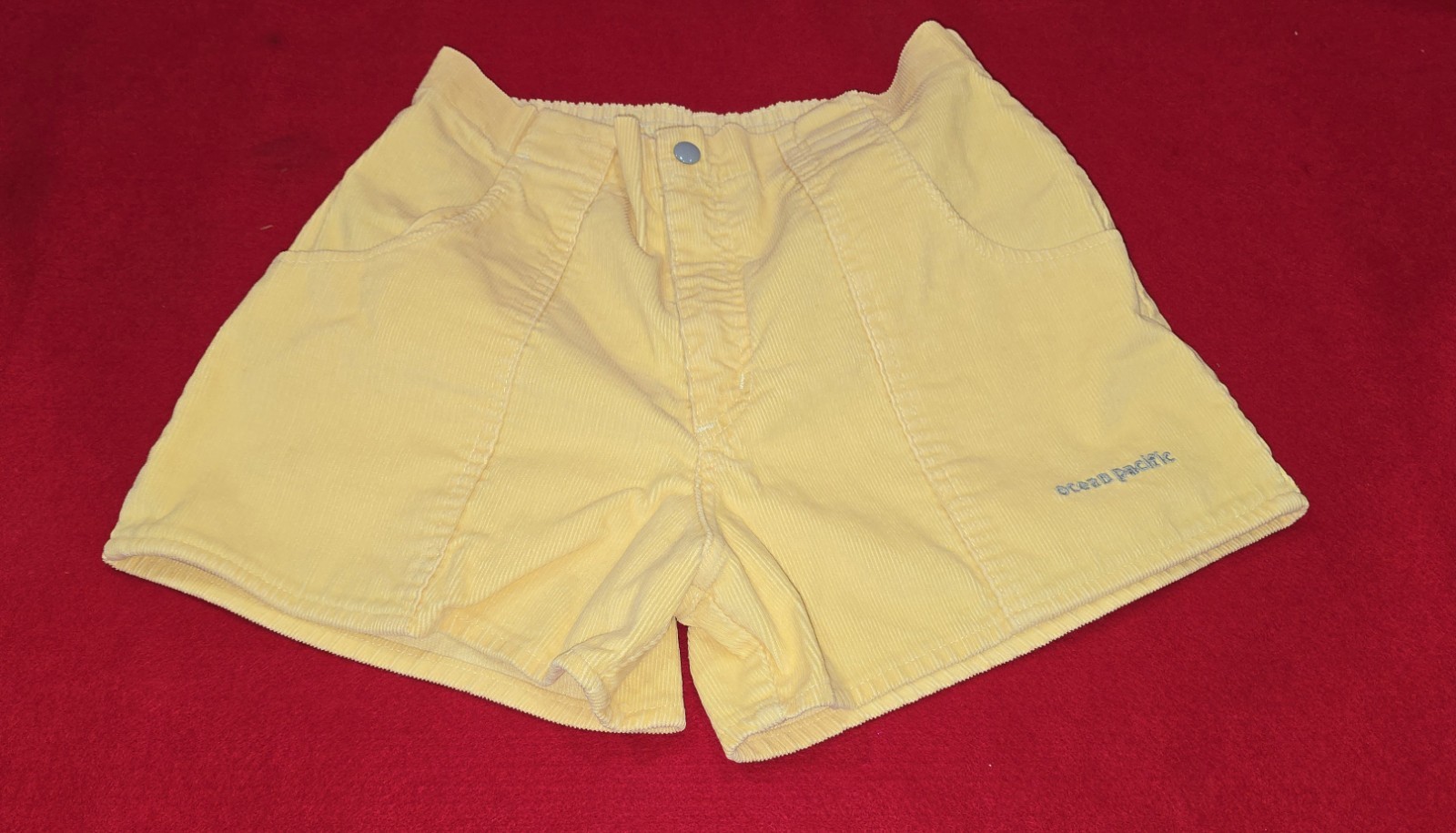 70s 80s Vintage Yellow Ocean Pacific OP Corduroy Beach Shorts Sz 36