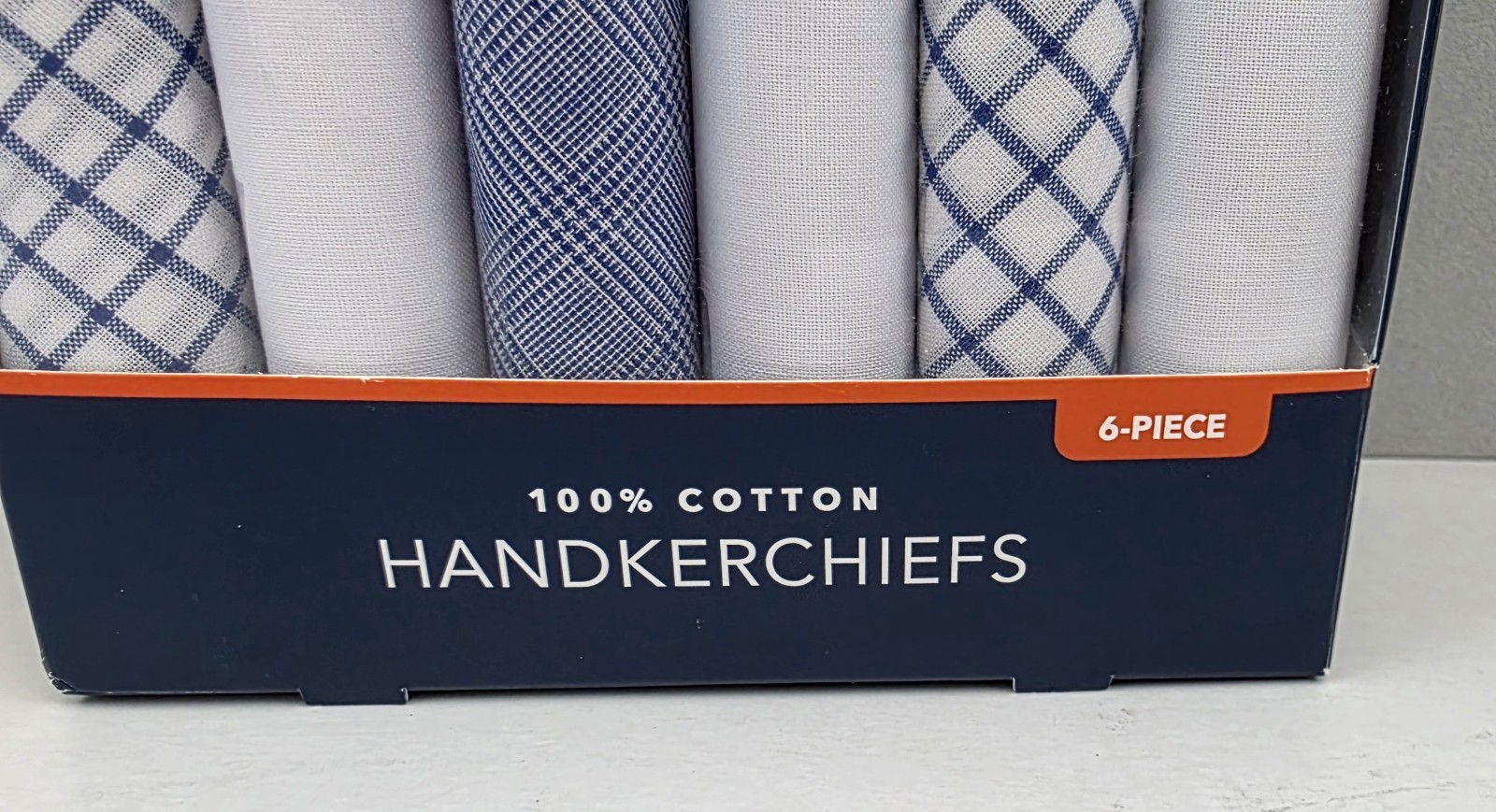 DOCKERS Signature Handkerchief 6 Piece Box Set 100% Cotton Blue White Gift