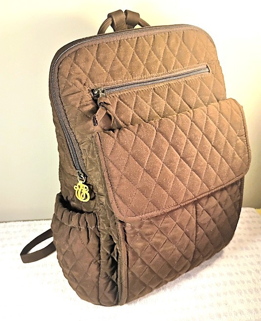 Vera Bradley Chocolate Brown Quilted Essential Backpack w/ Adjustable Straps