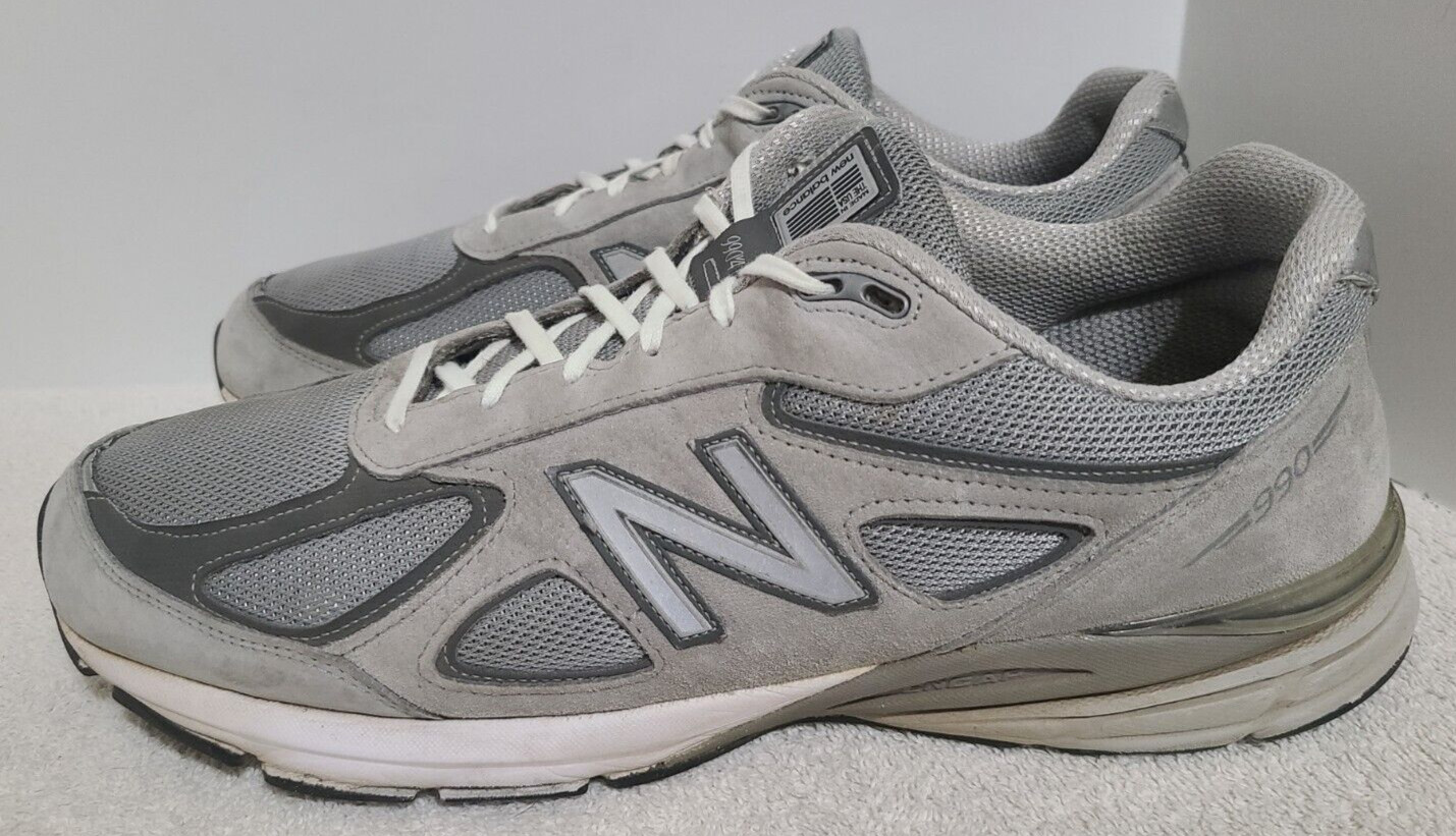 New Balance 990v4 Core Made in USA Grey with Silver U990GR4 Men’s Size 16 2E