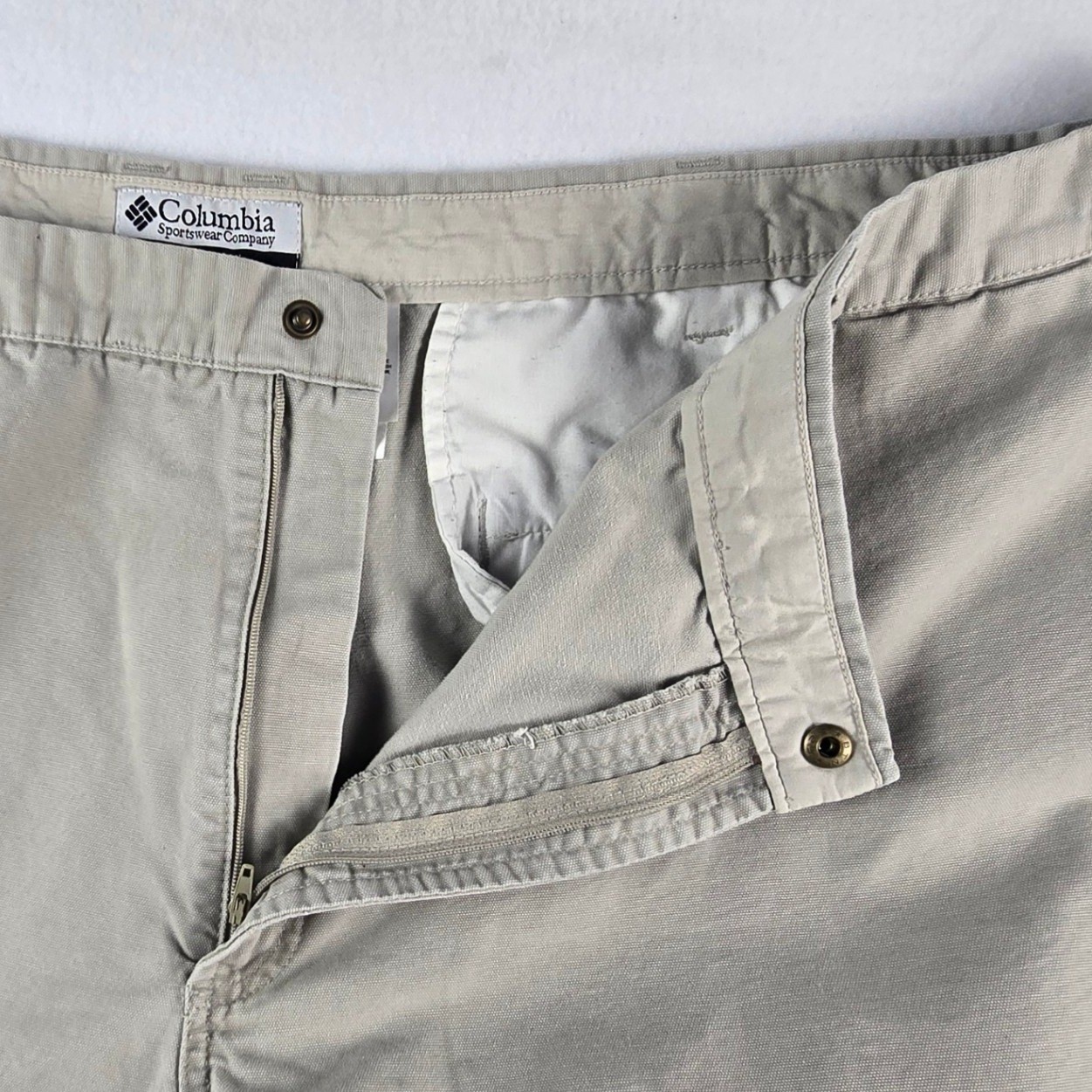 Columbia Roc Pants Casual Utility Trousers Mens 50×32 Tan Cotton Canvas Straight
