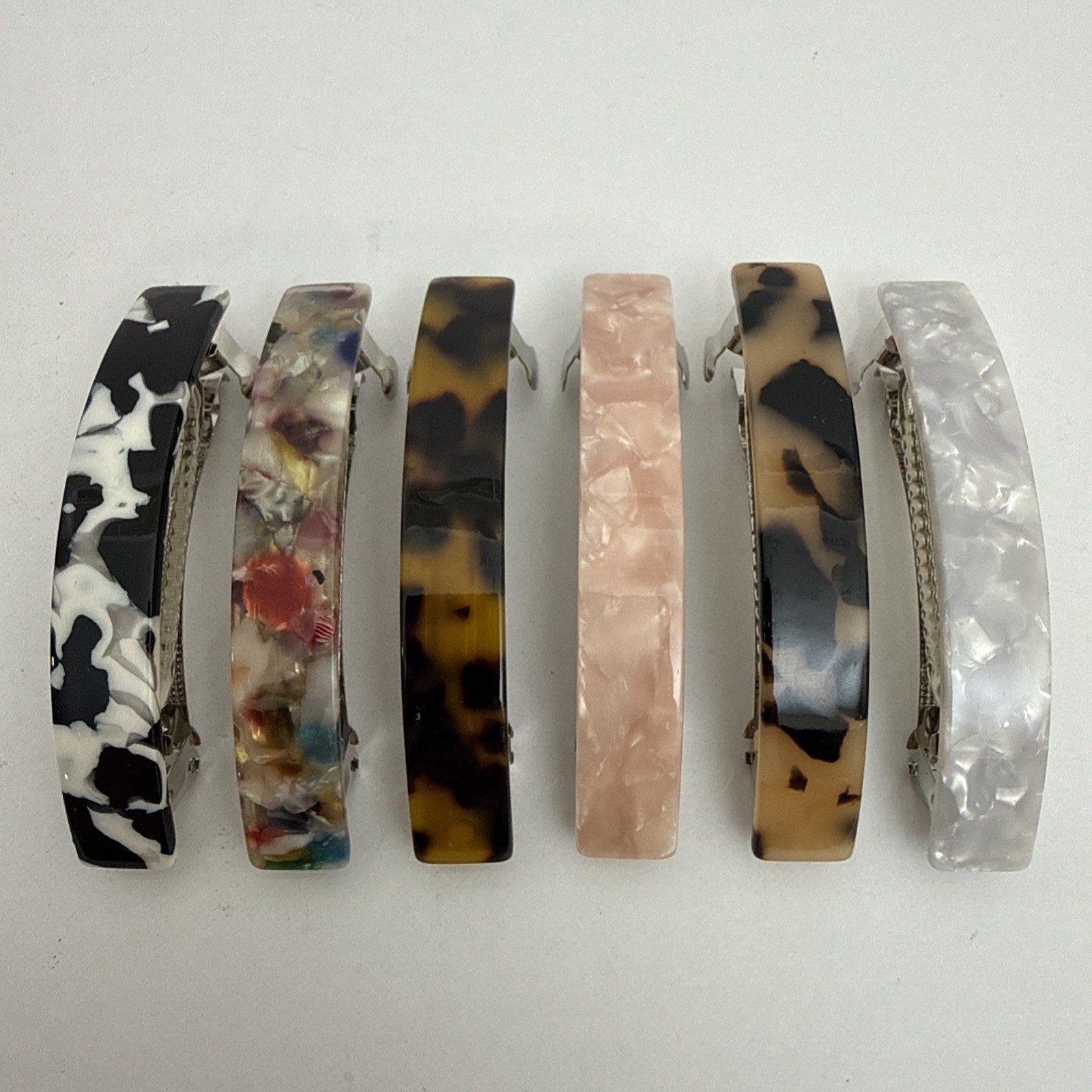 6 Pcs Hair Barrettes for Women, Tortoiseshell Flat Hair Clips French Design Hair