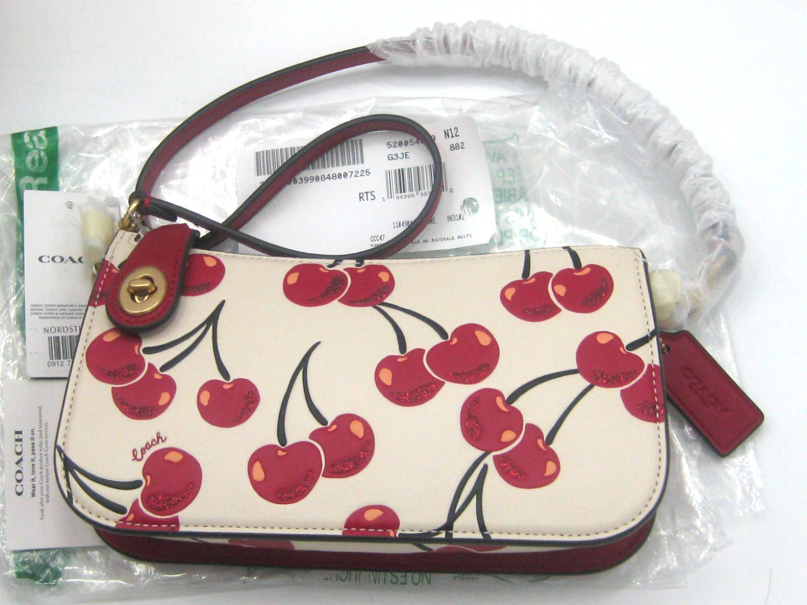 Coach Penn Cherry Print Leather Shoulder Bag in Chalk Multi CCC47 NWT $250