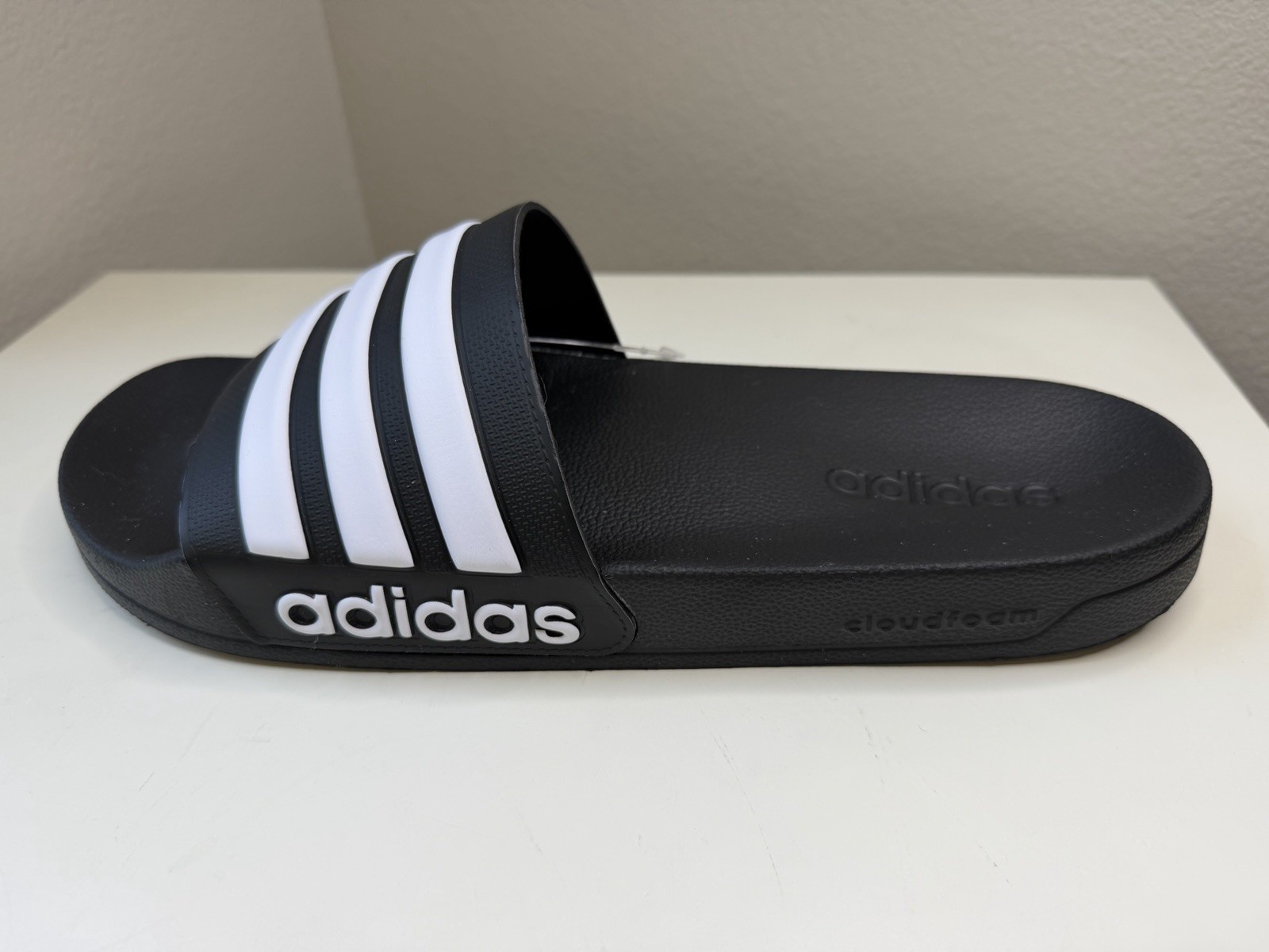 Adidas Adilette Shower Slides Black White Men’s Size 12 NWT