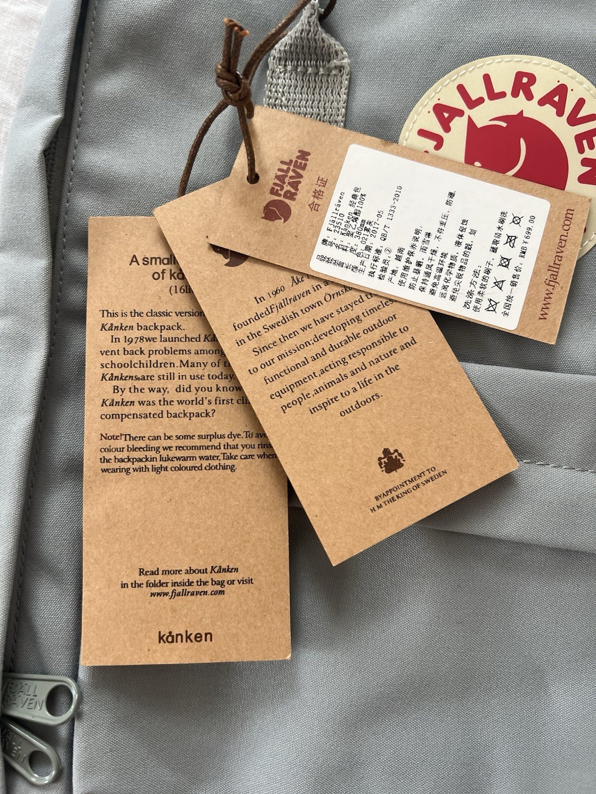 Fjallraven – Kanken Backpack – Fog Size A Smaller Version/ 16L