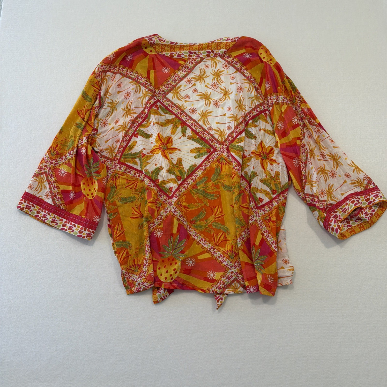 Haute Hippie Women’s Pineapple Print Tie Front Blouse Medium Preowned