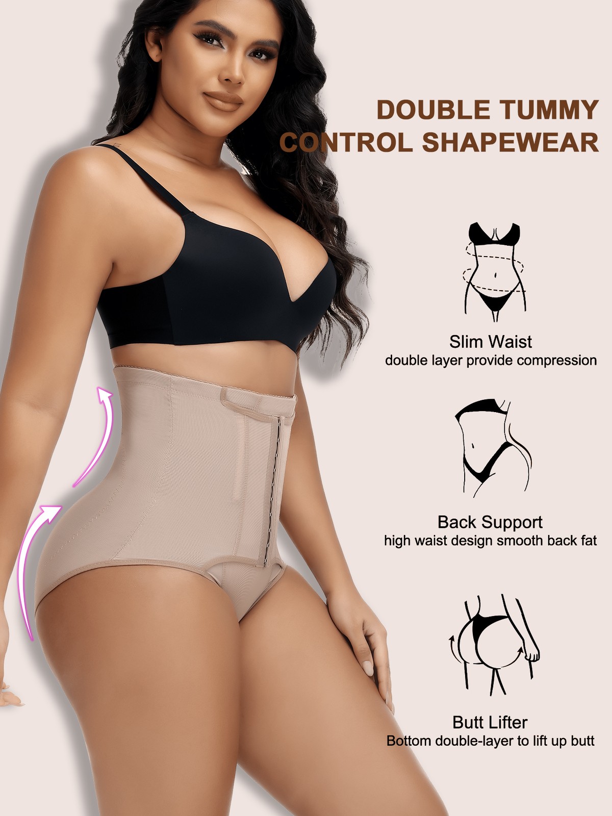 Women High Waisted Butt Lifter Shapewear Panty Girdle Tummy Control Body Shaper