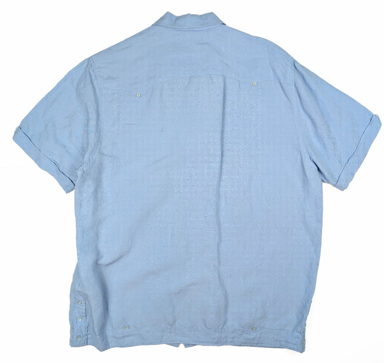 Cubavera Herencia Heritage Fit Blue Button S/Sleeve Guayabera Men’s Size L NWOT