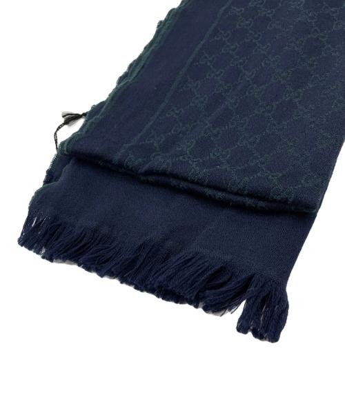 GUCCI wool stole Navy×Green 473553 4G200
