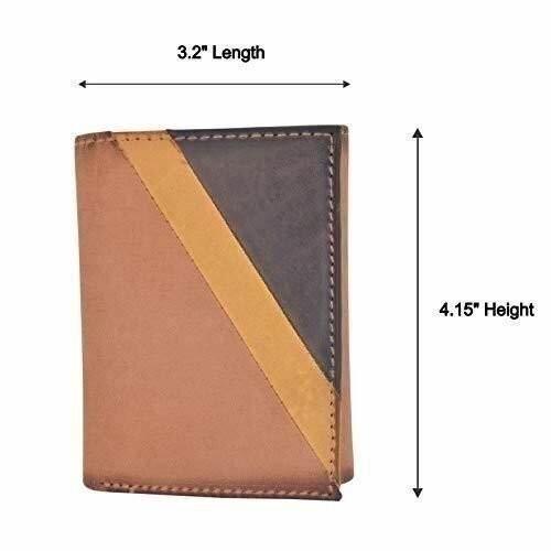 Cazoro Men’s Wallet RFID Genuine Leather Slim Trifold with ID Window and Card Sl