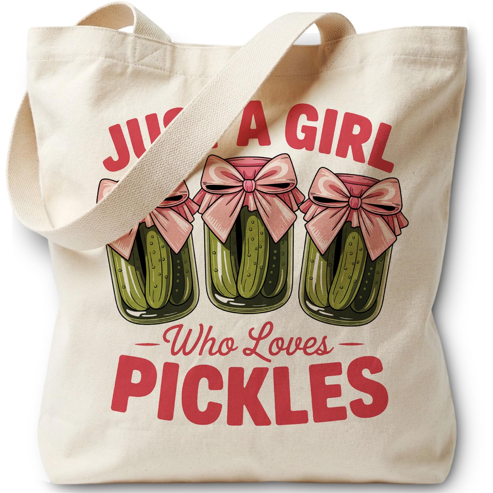 LRYBUD Just A Girl Who Loves Pockles Tote 13.8 x x 0.6 inches, Orange