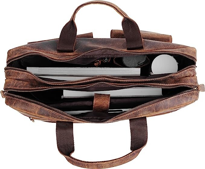 Leather briefcase 18 Inch Laptop Messenger Bags for Men and Women