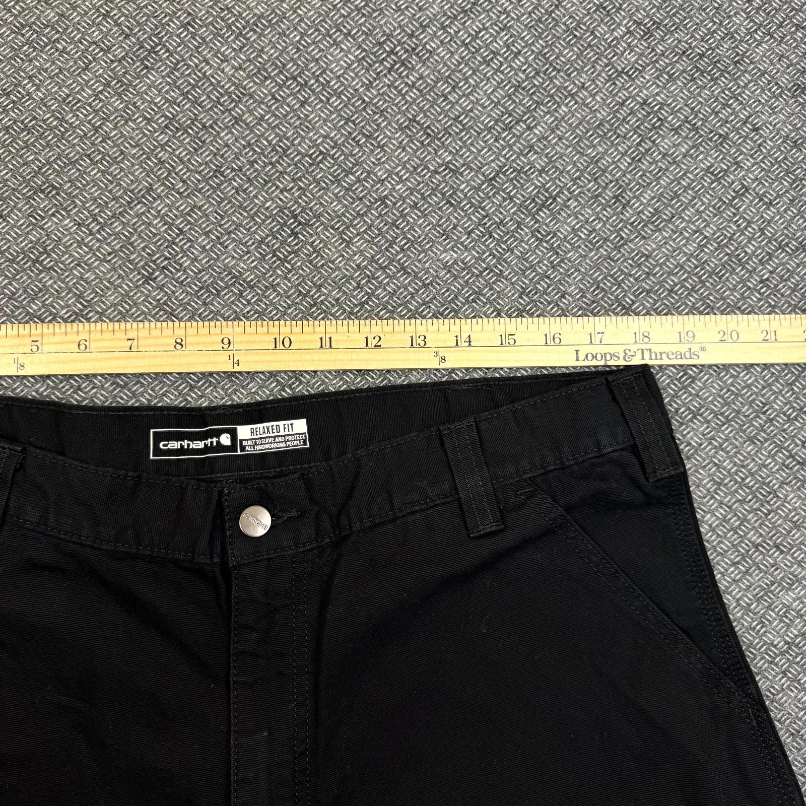 Carhartt Utility Work Pants Men 38×30 Black Relaxed Fit Hammer Loop Straight Leg