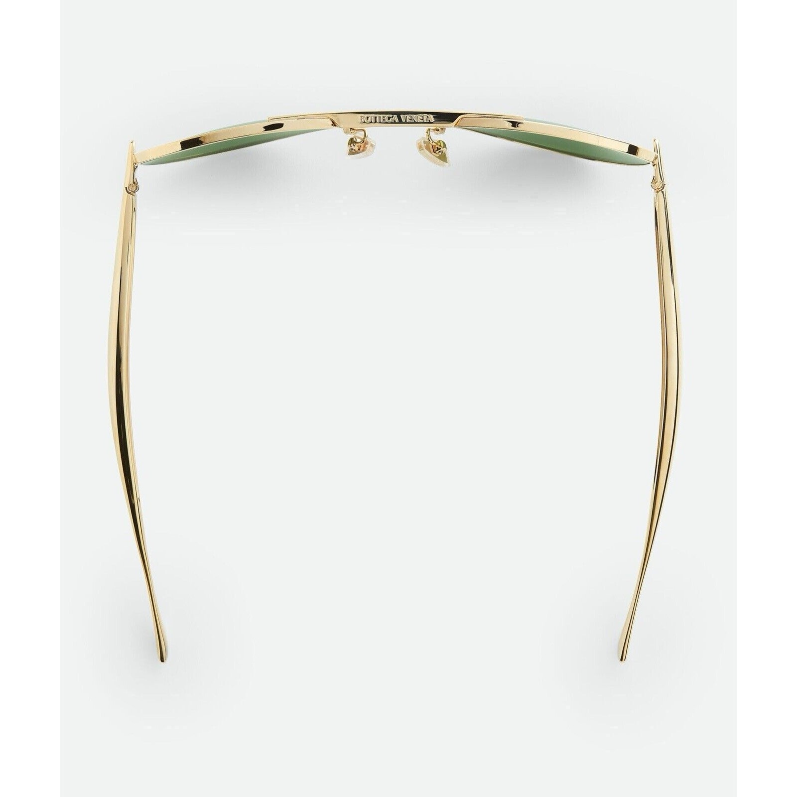 Bottega Veneta BV1305S 001 Gold Green Lens Aviator Sunglasses Unisex AUTHENTIC